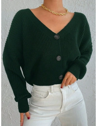 Kadın Uzun Kollu üç Düğmeli Triko Hırka