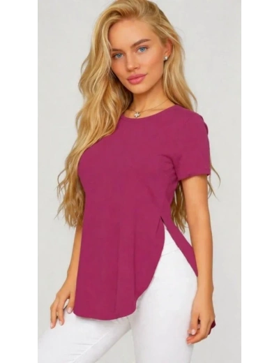 Kadın Yırtmaç Detaylı Viskon Kumaş Bluz