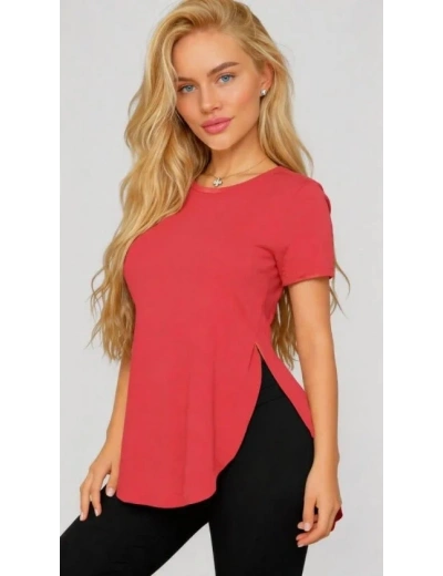 Kadın Yırtmaç Detaylı Viskon Kumaş Bluz