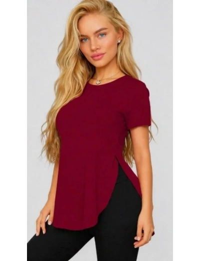 Kadın Yırtmaç Detaylı Viskon Kumaş Bluz