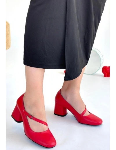 Kier Kırmızı Cilt Topuklu Ayakkabı