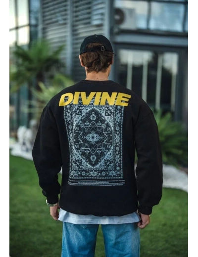 Kışlık Bisiklet Yaka Baskılı SweatShirt - Siyah