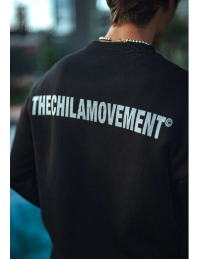 Erkek 3 iplik Pamuklu Bisiklet Yaka Oversize Baskılı SweatShirt - Siyah