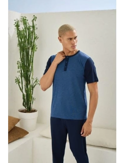 Kocabey 2205 Erkek Battal Midi Yaka Pijama Takım
