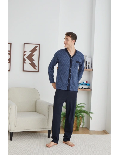 Kocabey 9252 Erkek  V Yaka Boydan Düğmeli Pijama Takımı