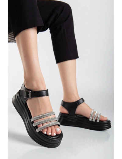 Lalen Siyah Kemerli Sandalet