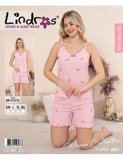 Lindros BR-01572 Kadın İp Askılı Bürümcük Şortlu Takım