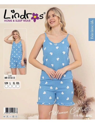 Lindros BR-01613 Kadın İp Askılı Bürümcük Şortlu Takım