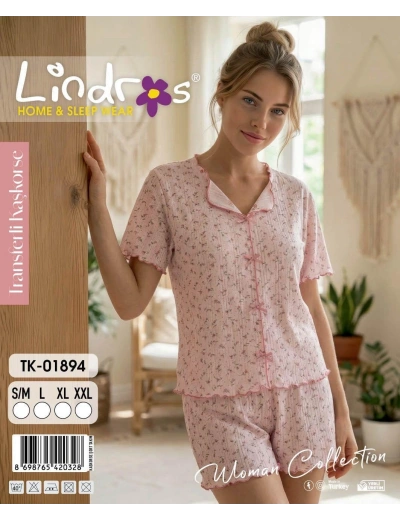 Lindros TK-01894 Kadın Kaşkorse Kısa Kol Şort Takım