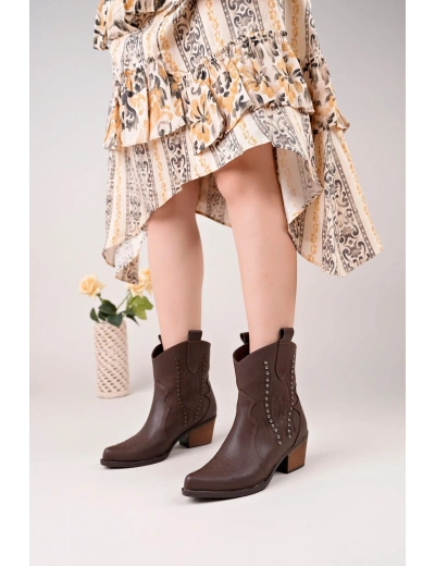 Matin Acı Kahve Cilt Topuklu Bot