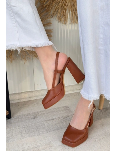 Mety Taba Cilt Topuklu Ayakkabı