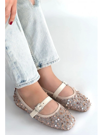 Moden Bej Süet Babet Ayakkabı