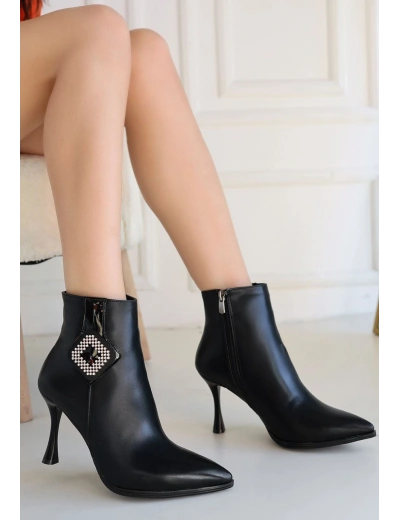 Moose Siyah Cilt Topuklu Bot