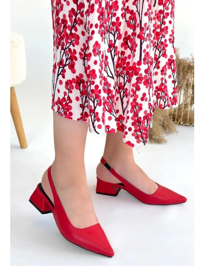 Morji Kırmızı Cilt Topuklu Ayakkabı