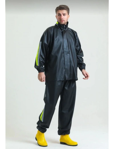 Motorcu Kurye Su Geçirmez Yağmurluk Takım - Siyah