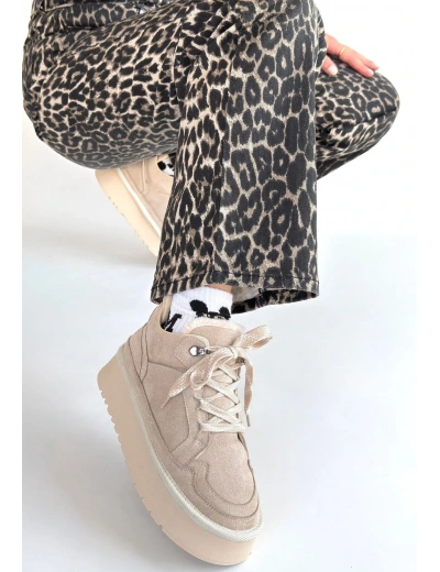 Muden Bej Süet Bağcıklı Bot