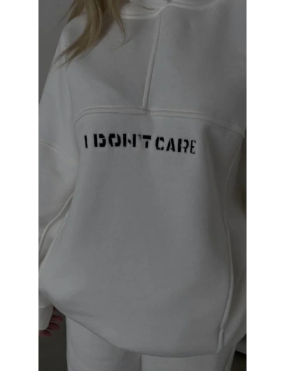 Nakış İşlemeli Üç İplik Sweat Takım- Beyaz