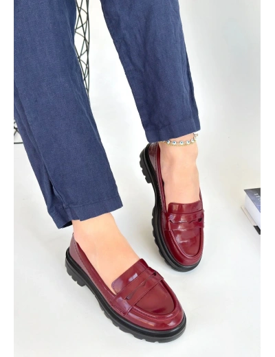 Narli Bordo Rugan Oxford Ayakkabı