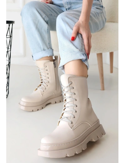 Orge Bej Cilt Bağcıklı Bot