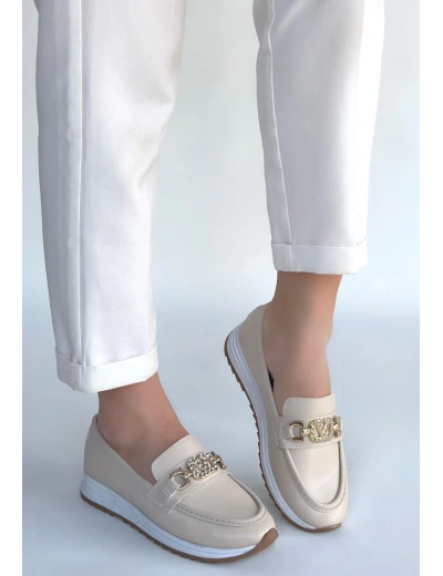 Otra Bej Cilt Babet Ayakkabı