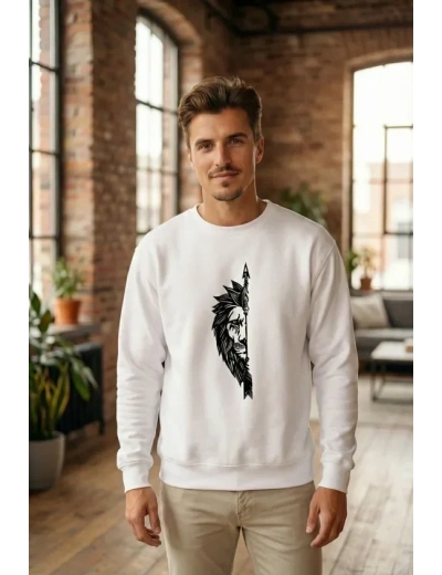Oversize Bisiklet Yaka Sevgililer Günü Baskılı Sweatshirt - Beyaz
