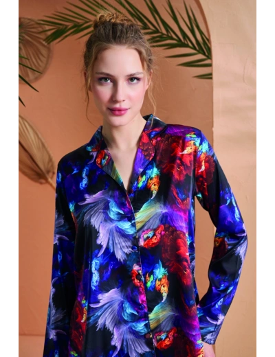 PJS 27079 Kadın Düğmeli Pijama Takımı