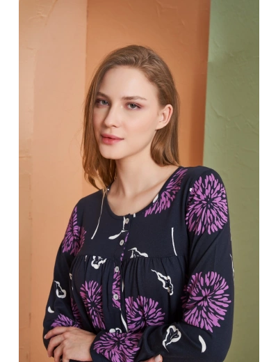 PJS 27166 Kadın Uzun Kol Gecelik