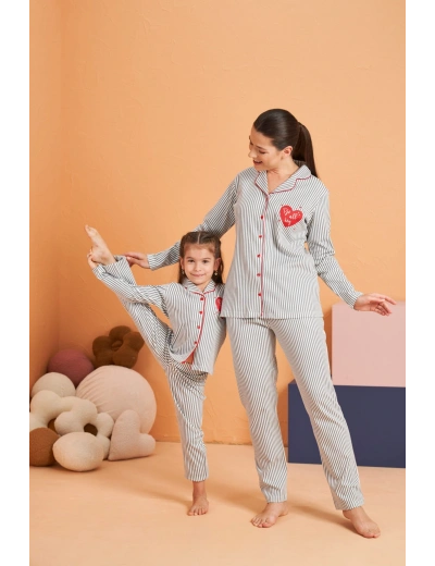 Pjs 28064 Kadın Düğmeli Pijama Takım