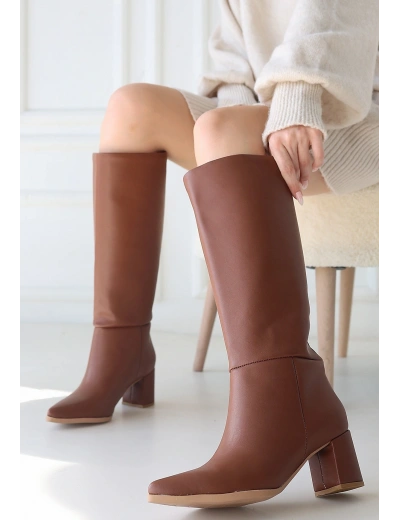 Roksa Taba Cilt Topuklu Çizme