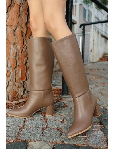 Roksa Vizon Cilt Topuklu Çizme