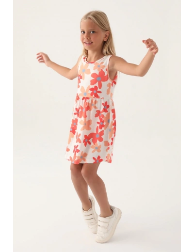 Roly Poly 3393-3 Kız Çocuk Çiçekli Elbise
