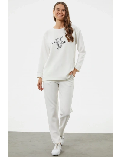 Sementa 76233 Baskılı Sıfır Yaka Oversize Eşofman Takım