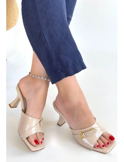 Sief Bej Rugan Topuklu Terlik