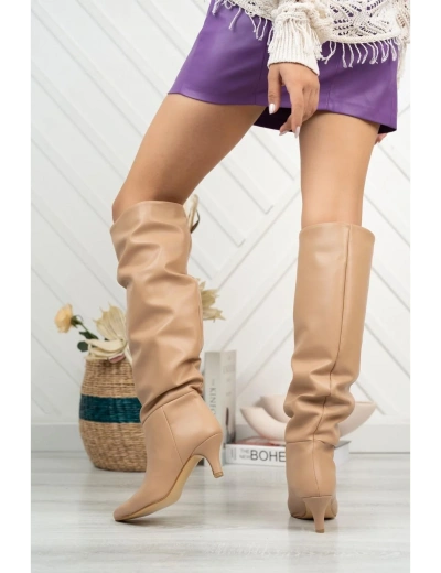 SR-2001 Nut Körüklü İnce Topuklu Günlük Bayan Çizme