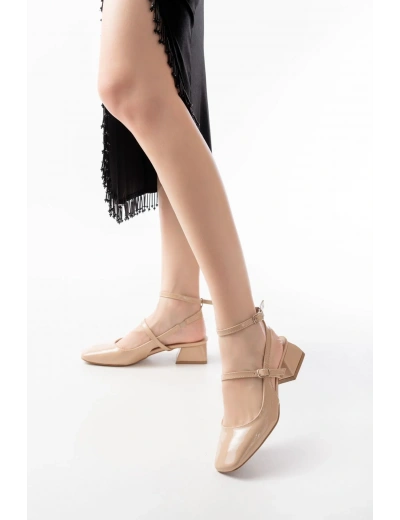 ST-003 Nut Rugan Günlük 4 cm Topuklu Bayan Ayakkabı