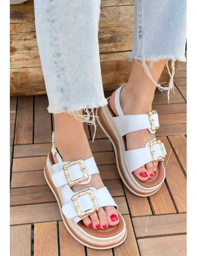 Stan Beyaz Cilt Sandalet