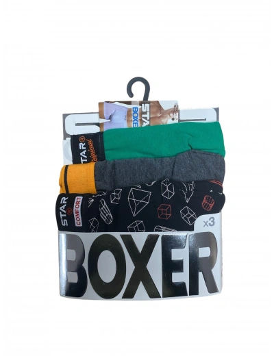Star 105 Desenli Jakar Erkek 3lü Kemer Boxer