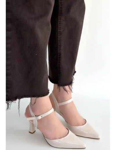 Suden Bej Rugan Topuklu Ayakkabı