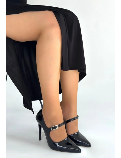 Tiej Siyah Rugan Stiletto Ayakkabı