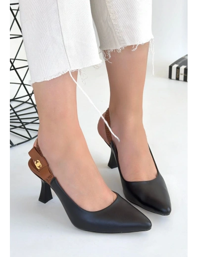 Toran Siyah Cilt Topuklu Ayakkabı