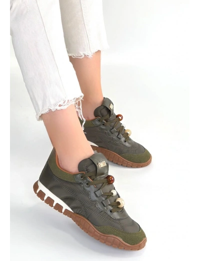 Tues Yeşik Nubuk Bağcıklı Spor Ayakkabı