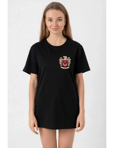 Türk Arma Baskı T-shirt - Siyah