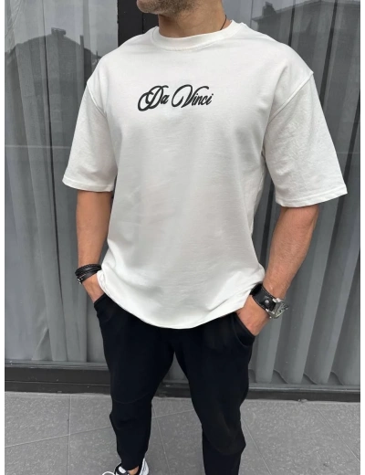 ERKEK Baskılı Oversize T-Shirt - Beyaz