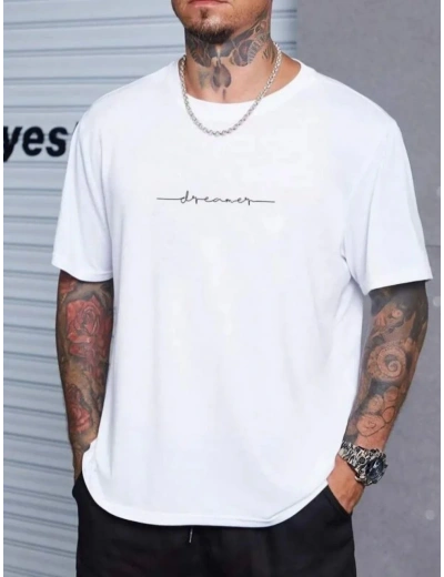 ERKEK Baskılı Oversize T-Shirt - Beyaz