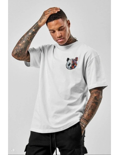 ERKEK Baskılı Oversize T-Shirt - Beyaz