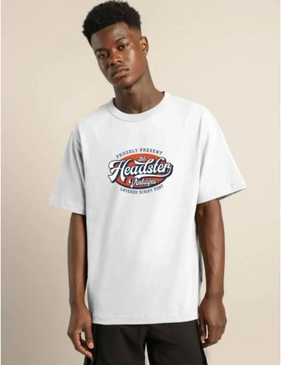 ERKEK  Baskılı Oversize T-Shirt - Beyaz