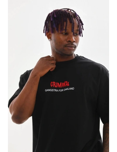 ERKEK Baskılı Oversize T-Shirt - Siyah