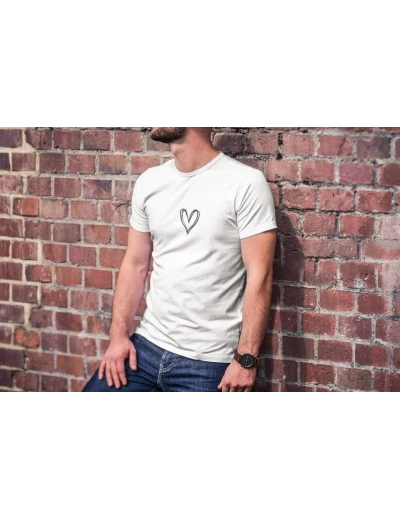 ERKEK Bisiklet Yaka Baskılı Oversize T-Shirt - Beyaz
