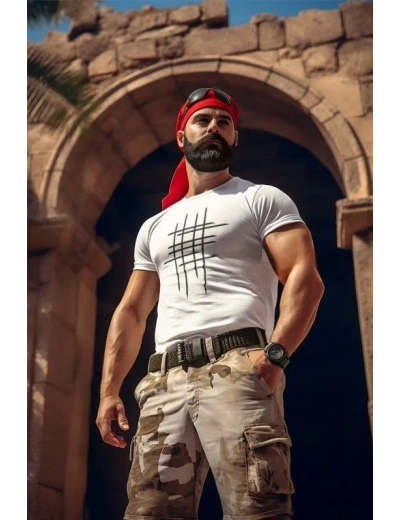 ERKEK Bisiklet Yaka Baskılı Oversize T-Shirt - Beyaz