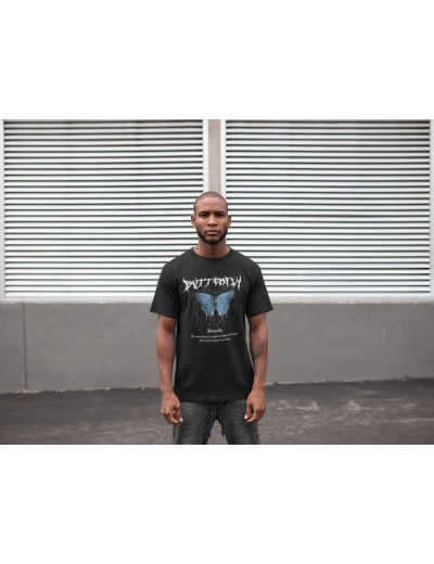 Bisiklet Yaka Baskılı T-Shirt - Siyah